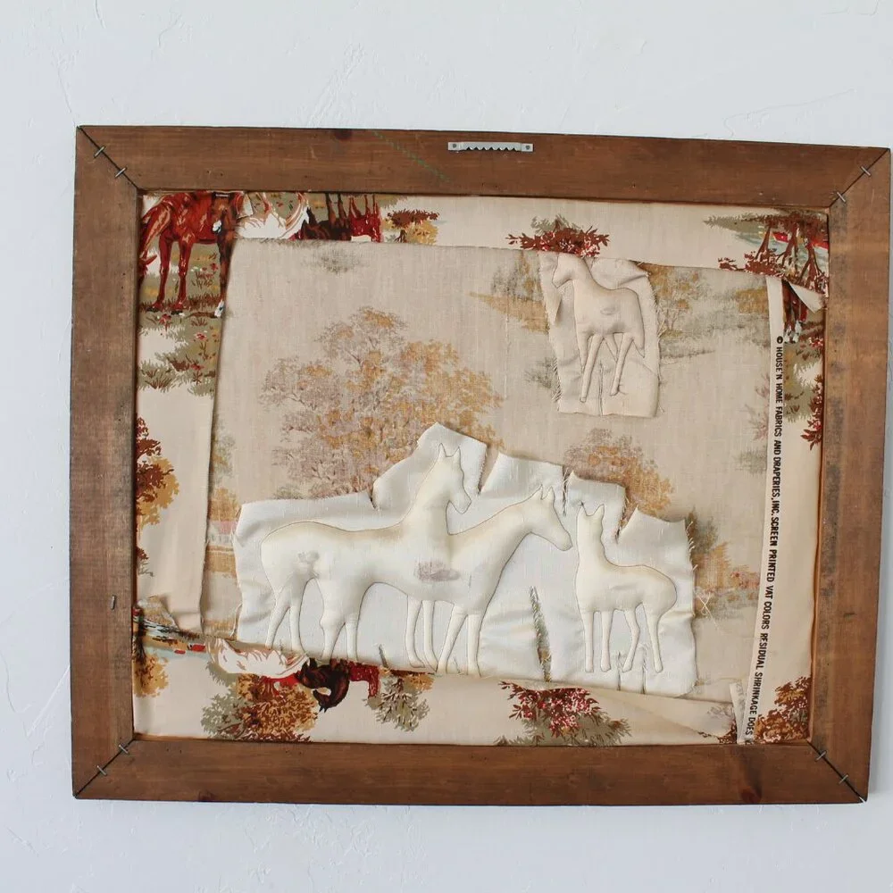 Vintage 3D Padded Fabric Horses Wall Art, Equestrian or Western Home Decor - Picture 9 of 10